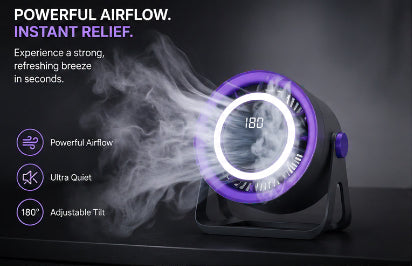 BreezeGlow Portable Cooling Fan with Light